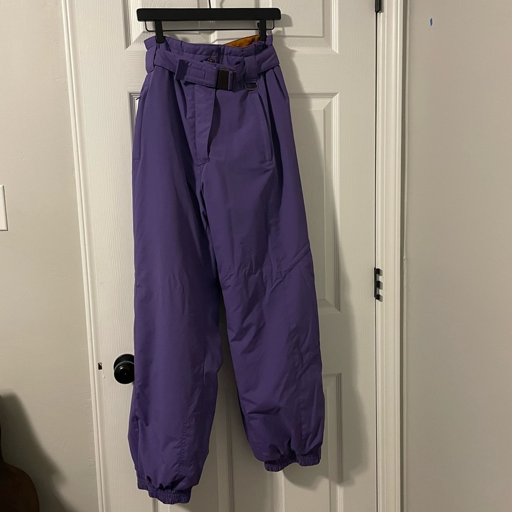Women's Purple High-Waist Belted Trousers
